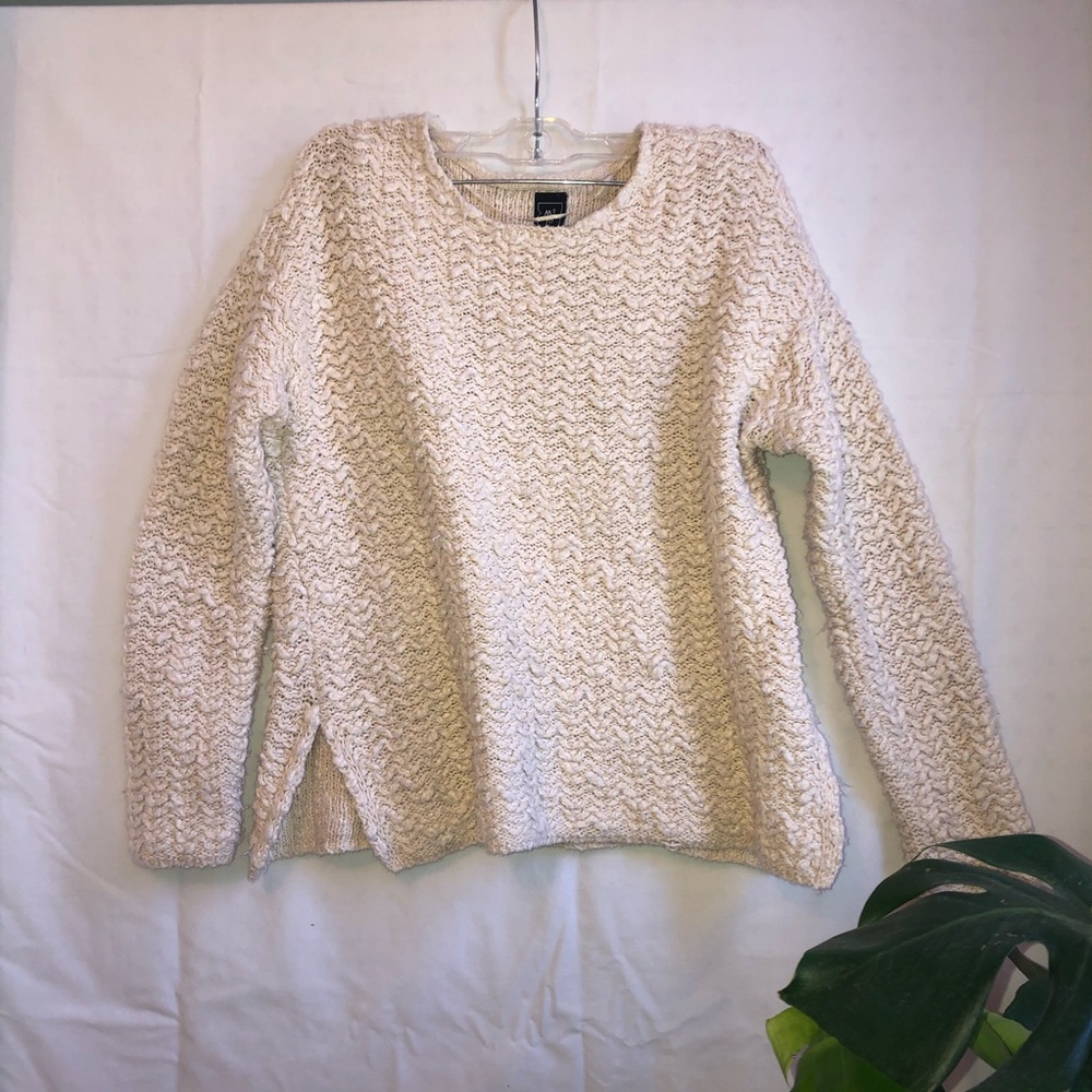 Textured white sweater